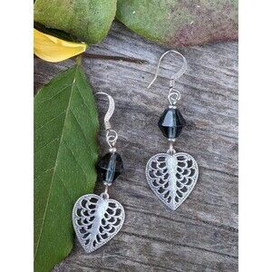 Vintage Blue Crystal Heart Earrings